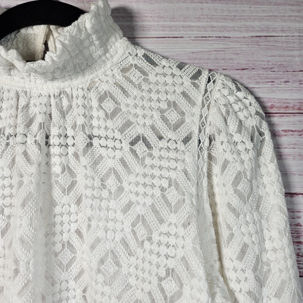 Sezane Shona White Lace Long Sleeve Blouse - Picture 6 of 15